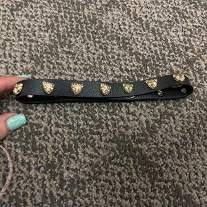 Gold jaguar Black Leather choker